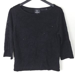 Carmen Marc Valvo Beaded Top Black L